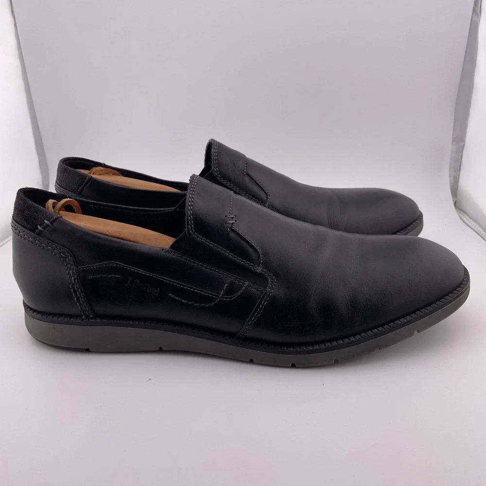 Josef Seibel Alastair Westin Kombi‎ Black Leather Slip On Loafers Shoes Size 46